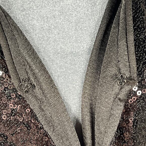 Anna-Kaci Sequin Jacket Cardigan Medium Black Open Front Bling Gala Sparkle NEW! - Picture 8 of 14